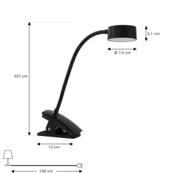 Lindby klemlamp Maori, zwart, metaal, CCT
