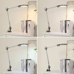 Lindby klemlamp Nyxaris, grijs, metaal, CCT, 52 cm