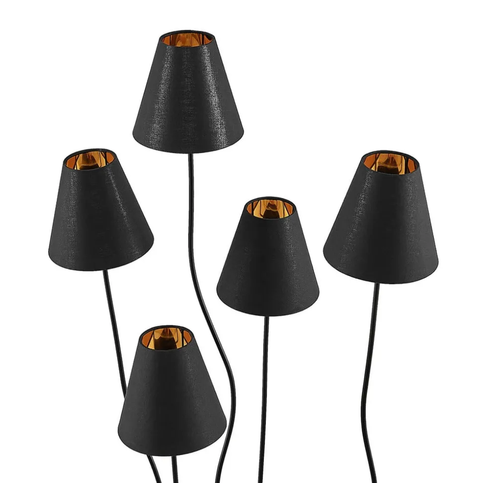 Lindby Komalie vloerlamp, 5-lamps, zwart