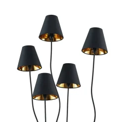 Lindby Komalie vloerlamp, 5-lamps, zwart