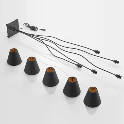 Lindby Komalie vloerlamp, 5-lamps, zwart