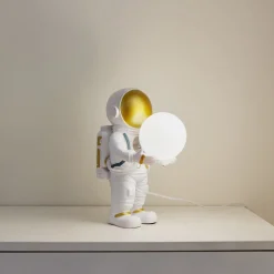 Lindby Kosmo tafellamp, wit/goud, keramiek, glas