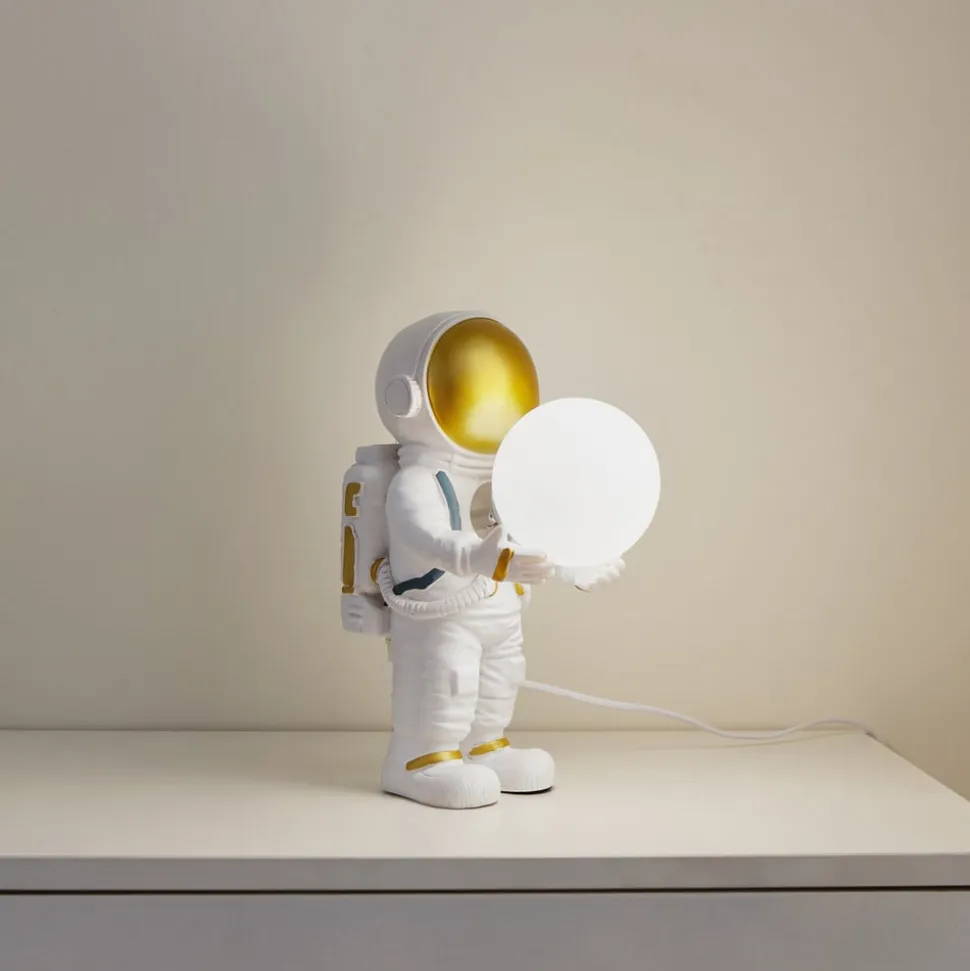 Lindby Kosmo tafellamp, wit/goud, keramiek, glas