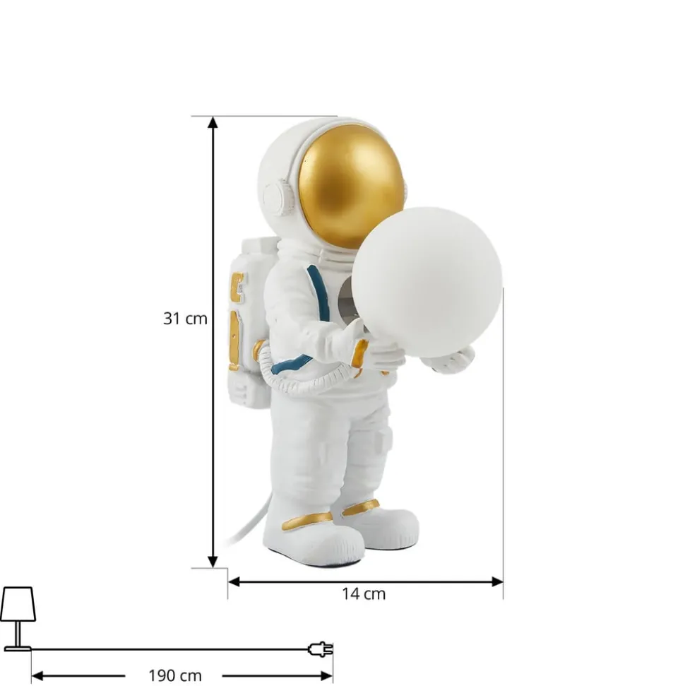 Lindby Kosmo tafellamp, wit/goud, keramiek, glas