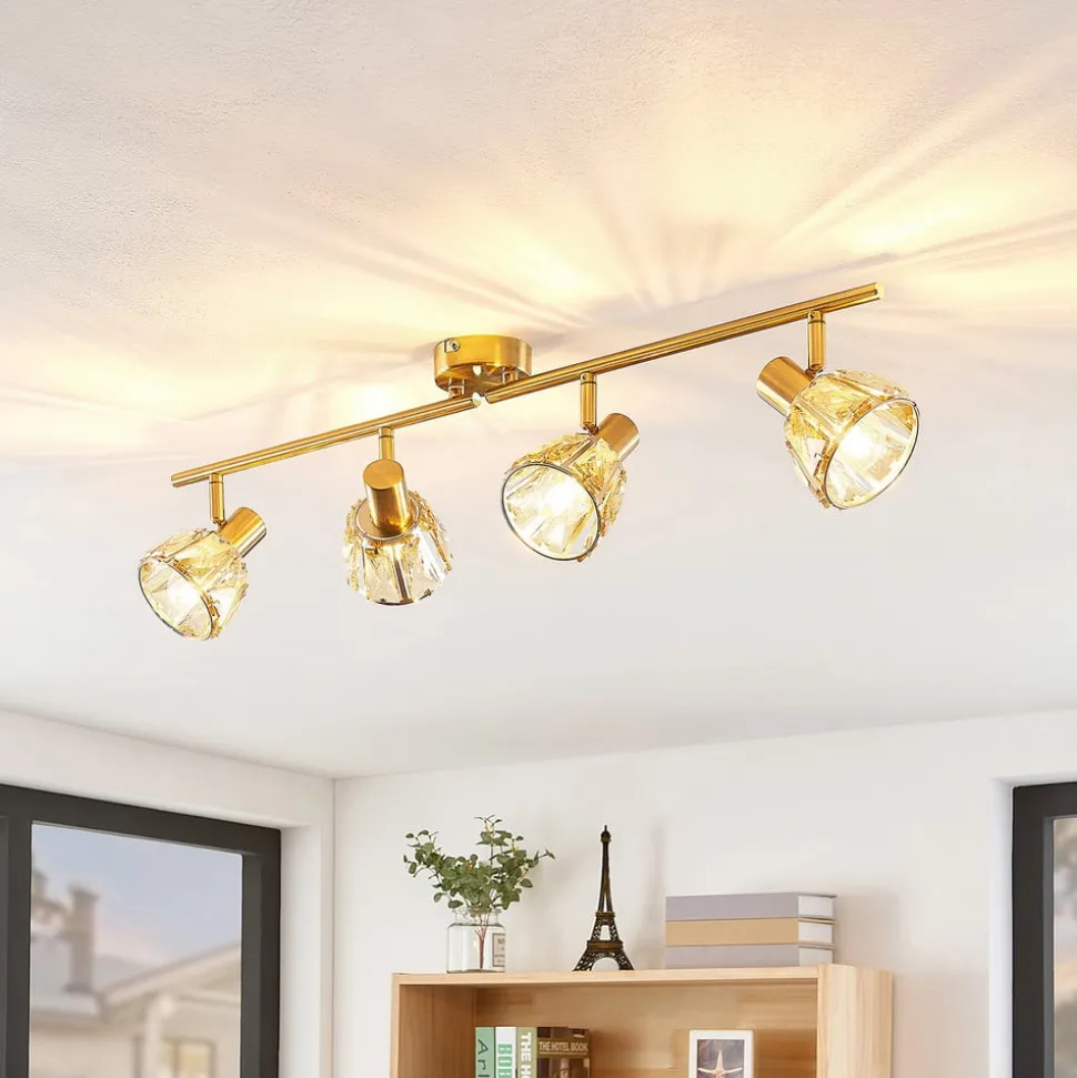 Lindby Kosta plafondlamp, 4-lamps, messing