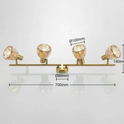 Lindby Kosta plafondlamp, 4-lamps, messing