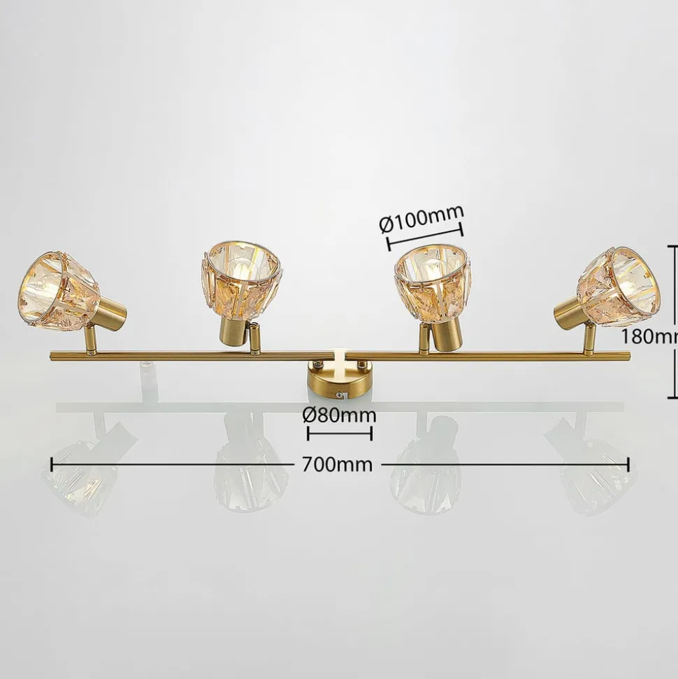 Lindby Kosta plafondlamp, 4-lamps, messing