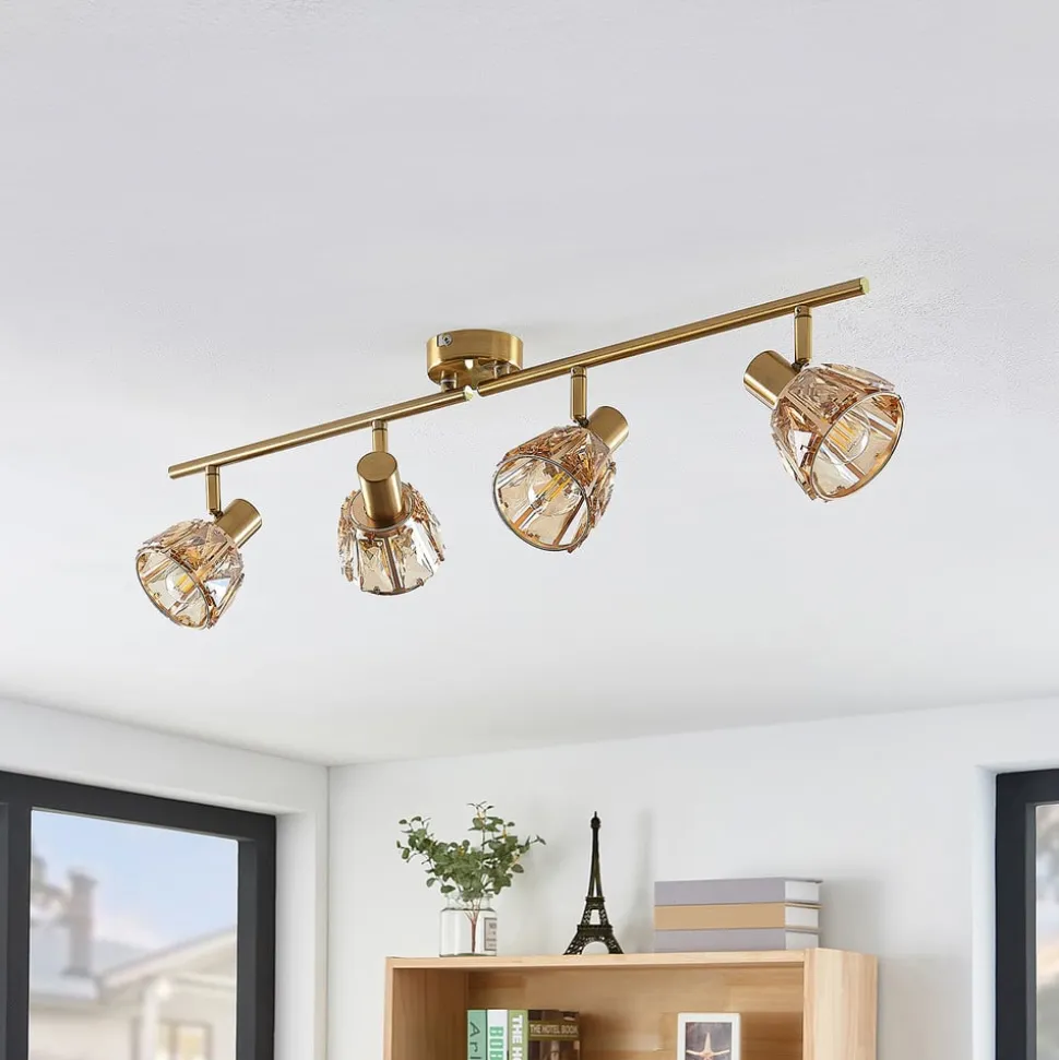 Lindby Kosta plafondlamp, 4-lamps, messing