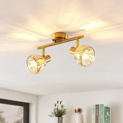 Lindby Kosta plafondlamp, 2-lamps, messing