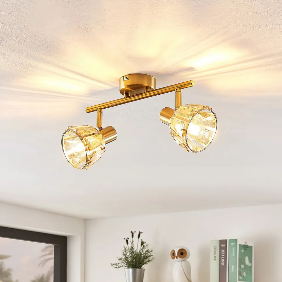 Lindby Kosta plafondlamp, 2-lamps, messing