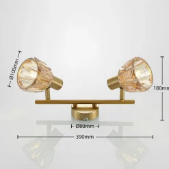 Lindby Kosta plafondlamp, 2-lamps, messing