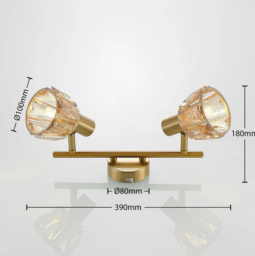 Lindby Kosta plafondlamp, 2-lamps, messing