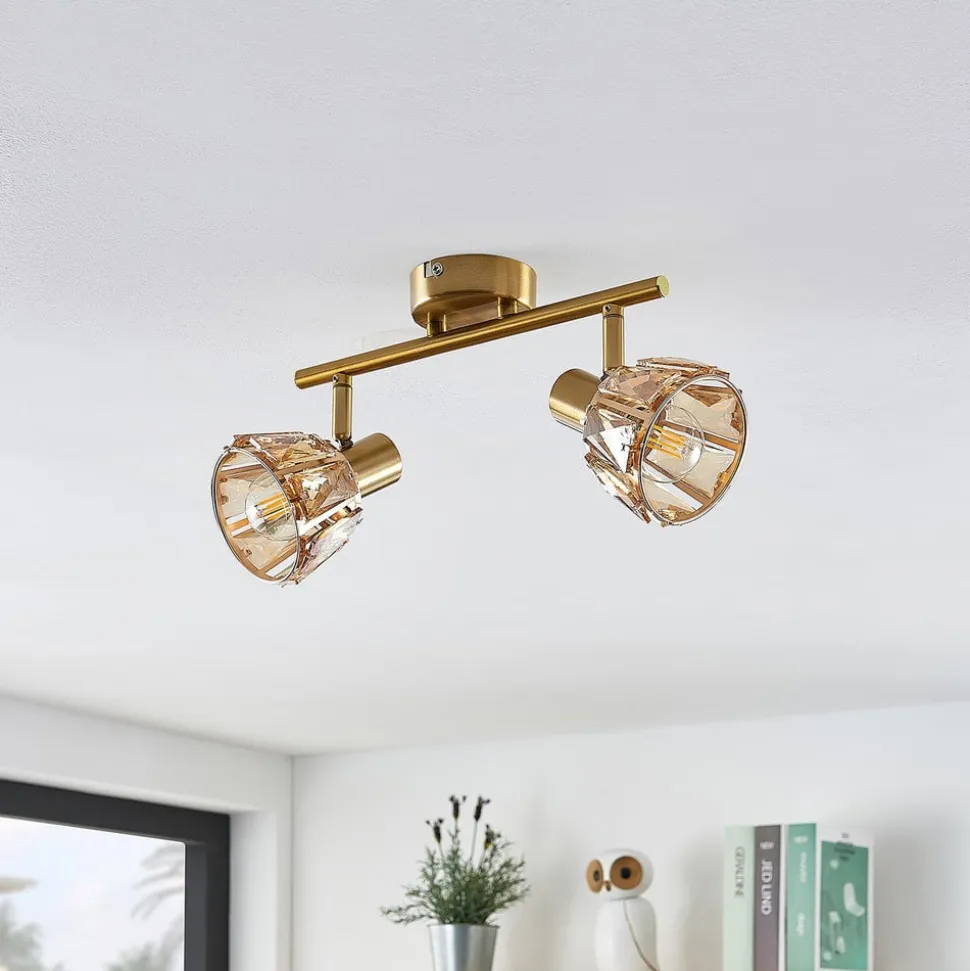 Lindby Kosta plafondlamp, 2-lamps, messing