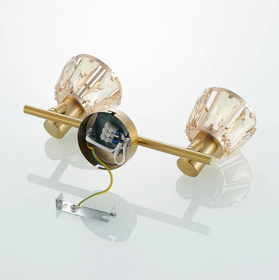 Lindby Kosta plafondlamp, 2-lamps, messing