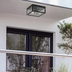 Lindby Kremena buiten plafondlamp, zwart