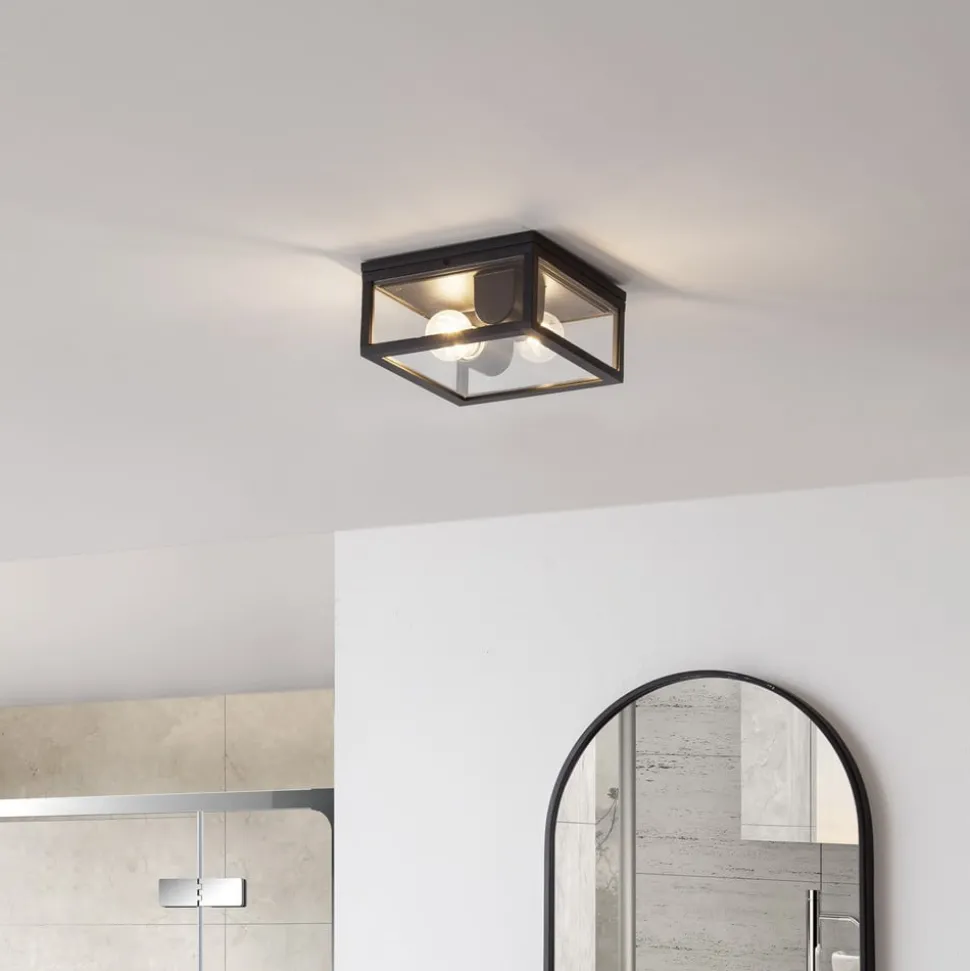 Lindby Kremena buiten plafondlamp, zwart