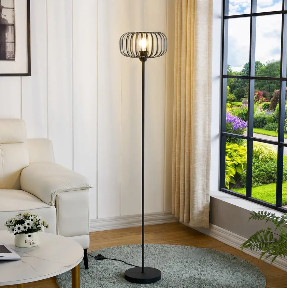 Lindby Krish vloerlamp, kooilook, zwart