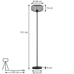 Lindby Krish vloerlamp, kooilook, zwart