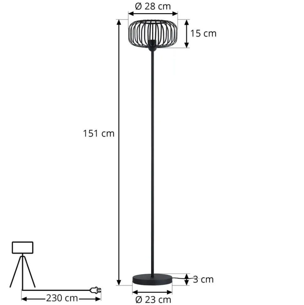Lindby Krish vloerlamp, kooilook, zwart