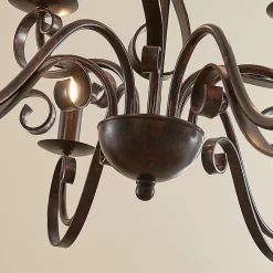 Lindby kroonluchter Caleb, 9-lamps, roestkleurig, metaal, E14