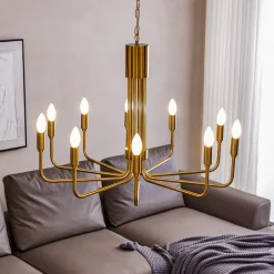 Lindby kroonluchter Elanova, messing, 10-lamps, Ø 80 cm, E14