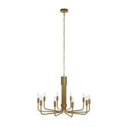 Lindby kroonluchter Elanova, messing, 10-lamps, Ø 80 cm, E14