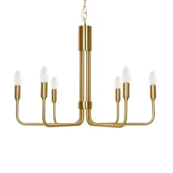 Lindby kroonluchter Elanova, messing, 6-lamps, Ø 70 cm, E14