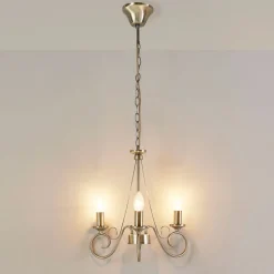 Lindby kroonluchter Marnia, 3-lamps, Ø 40 cm, antiek messing, E14