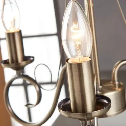 Lindby kroonluchter Marnia, 3-lamps, Ø 40 cm, antiek messing, E14