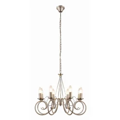 Lindby kroonluchter Marnia, 8-lamps, Ø 53 cm, antiek messing, E14