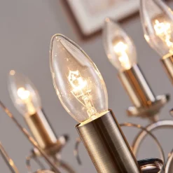 Lindby kroonluchter Marnia, 8-lamps, Ø 53 cm, antiek messing, E14