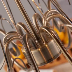 Lindby kroonluchter Marnia, 8-lamps, Ø 53 cm, antiek messing, E14