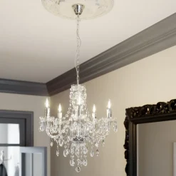 Lindby kroonluchter Merida, chroom, metaal, 5-lamps, Ø 52 cm