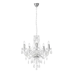 Lindby kroonluchter Merida, chroom, metaal, 5-lamps, Ø 52 cm