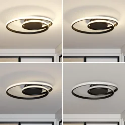 Lindby Kyron LED plafondlamp, zwart mat