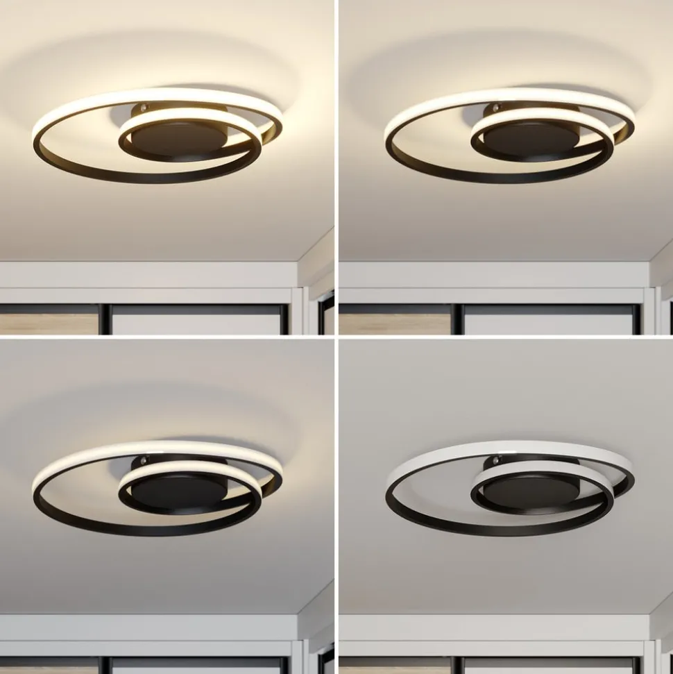 Lindby Kyron LED plafondlamp, zwart mat