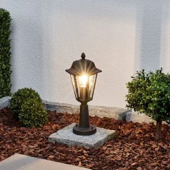 Lindby Lamina sokkellamp, 39 cm, lantaarn, metaal, E27