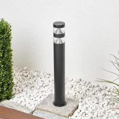 Lindby Lanea LED tuinpadverlichting, 60 cm, zwart, roestvrij staal, IP44