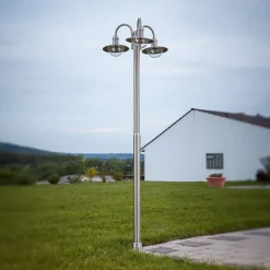 Lindby lantaarnpaal Damion, 200 cm, 3-lamps, E27, IP44