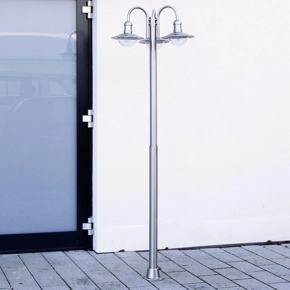 Lindby lantaarnpaal Damion, 200 cm, 3-lamps, E27, IP44