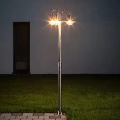 Lindby lantaarnpaal Damion, 200 cm, 3-lamps, E27, IP44