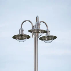 Lindby lantaarnpaal Damion, 200 cm, 3-lamps, E27, IP44
