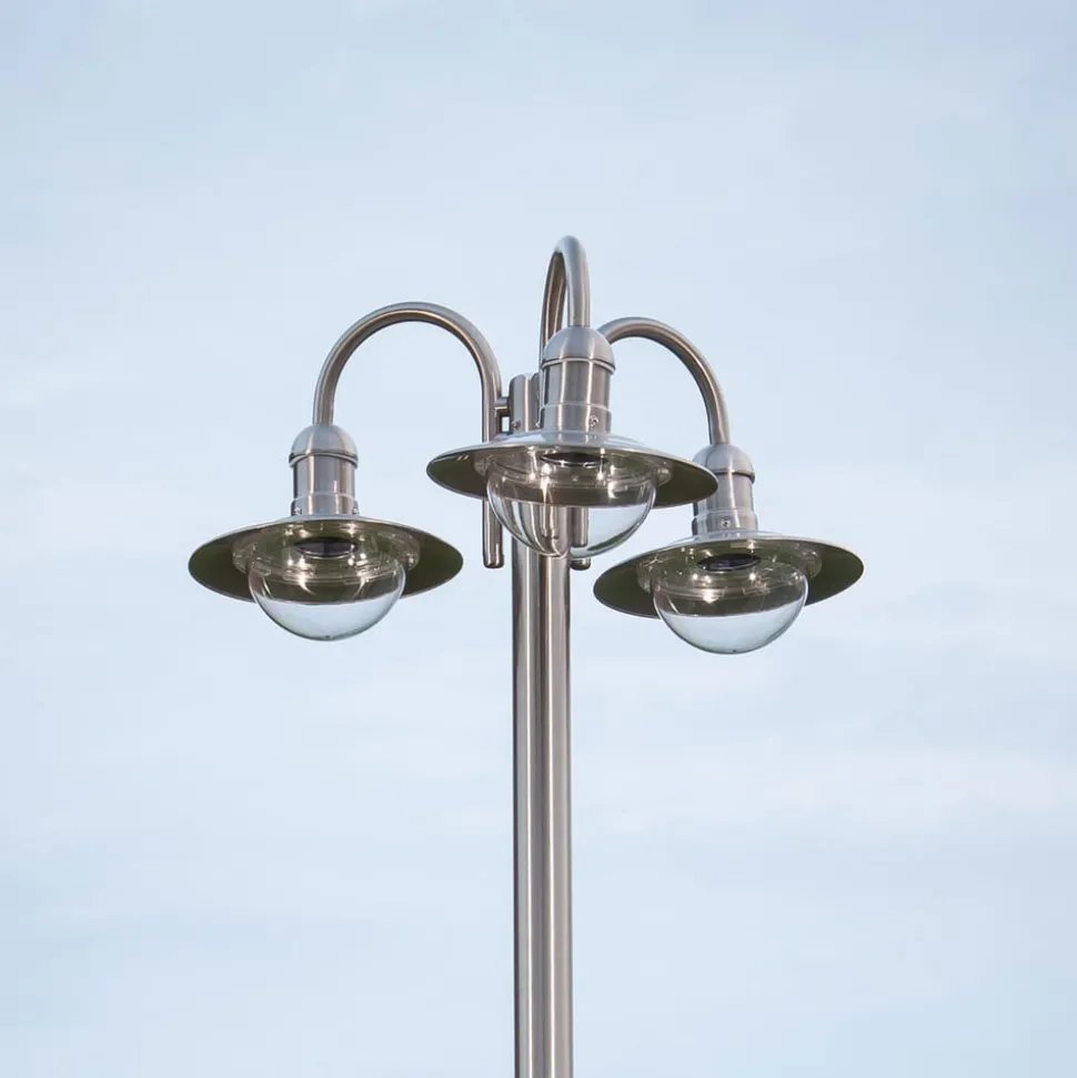 Lindby lantaarnpaal Damion, 200 cm, 3-lamps, E27, IP44