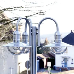 Lindby lantaarnpaal Damion, 200 cm, 3-lamps, E27, IP44