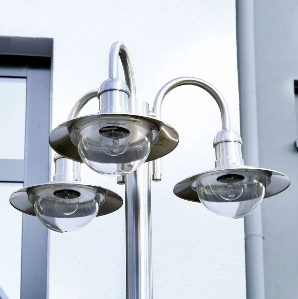 Lindby lantaarnpaal Damion, 200 cm, 3-lamps, E27, IP44