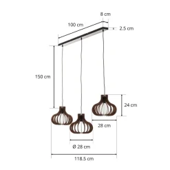 Lindby Lawenta hanglamp met houten kappen
