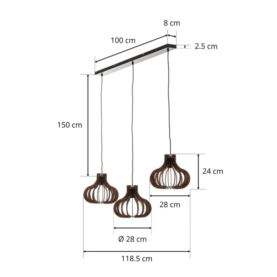 Lindby Lawenta hanglamp met houten kappen