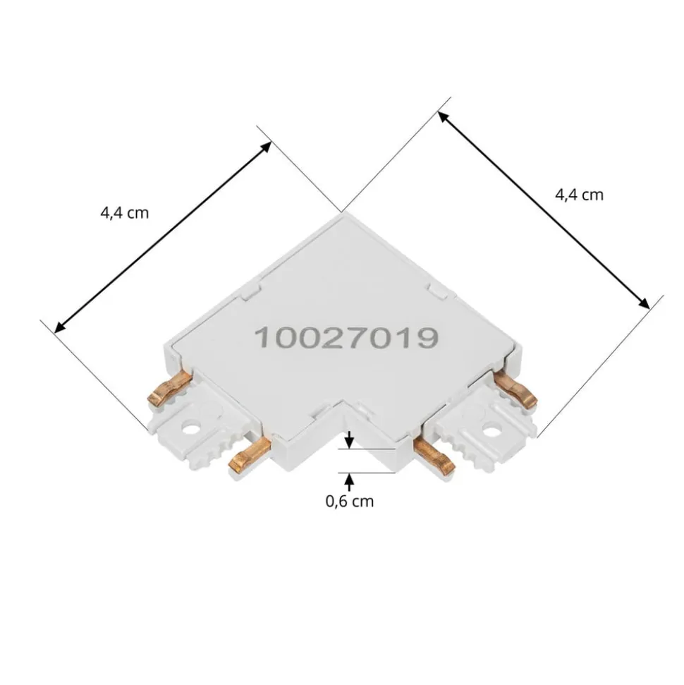 Lindby L-connector Lumaro, 90°, wit, hoekig, set van 2