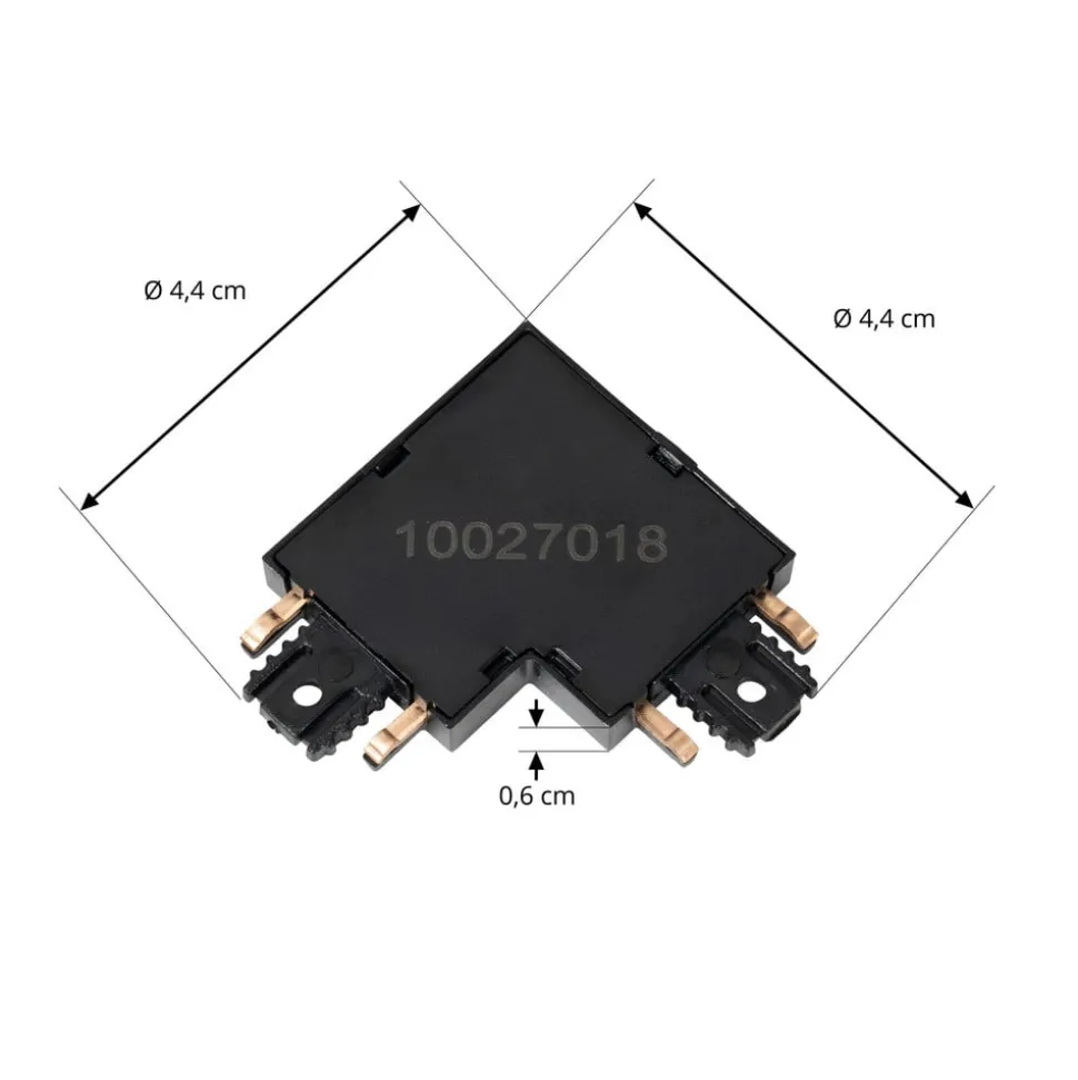 Lindby L-connector Lumaro, 90°, zwart, hoekig, set van 2