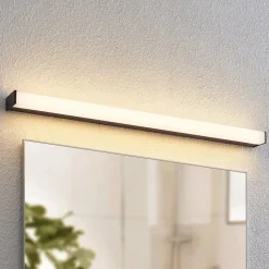 Lindby LED badkamer wandlamp Ulisan, 89 cm, zwart, hoekig